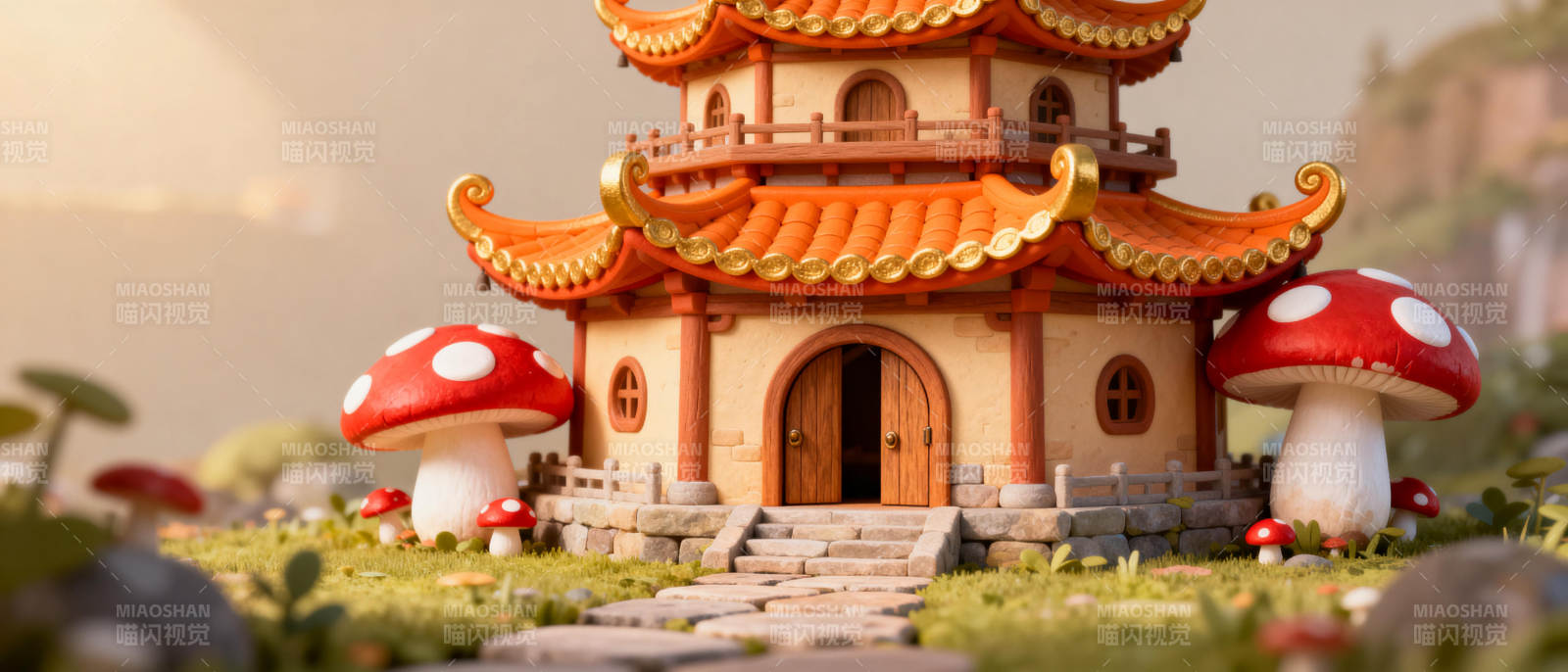 童话小屋与蘑菇图片