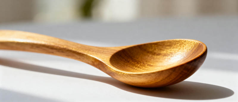 木勺静置光影中图片