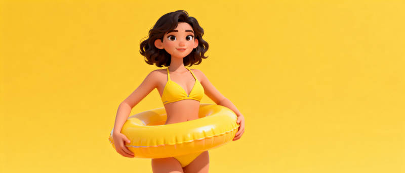 夏日泳圈女孩图片