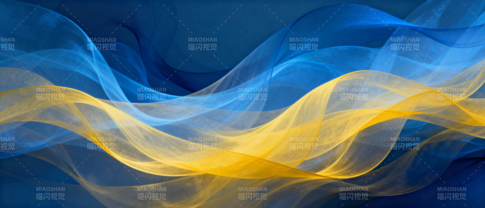 蓝黄交织的波浪图片