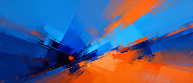 蓝橙交汇的抽象艺术图片