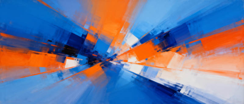 蓝橙交汇的抽象艺术图片