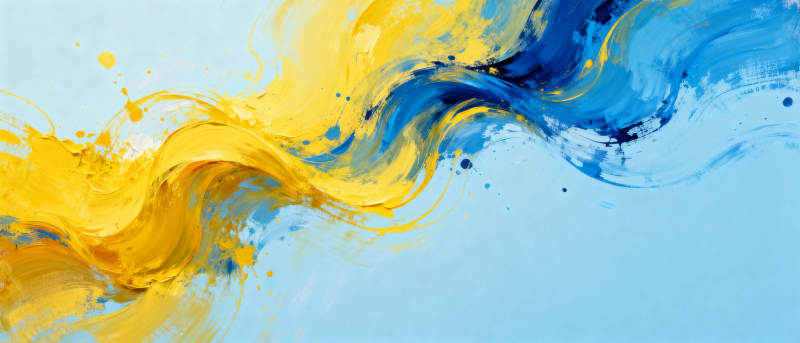 蓝黄交织的抽象艺术图片