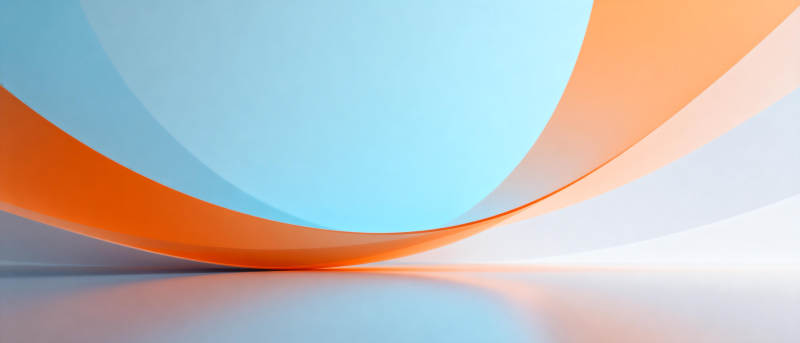 橙蓝交织的弧形空间图片