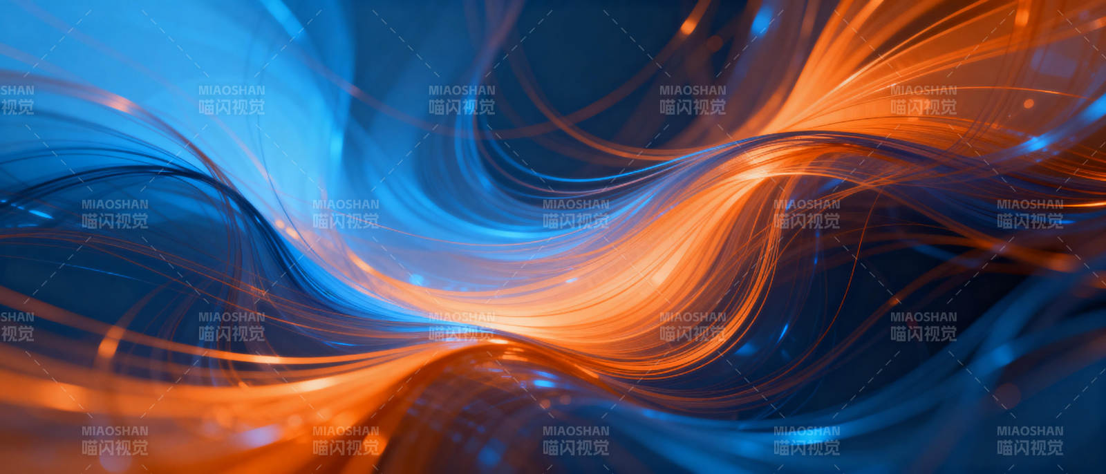 蓝橙交织的流光图片