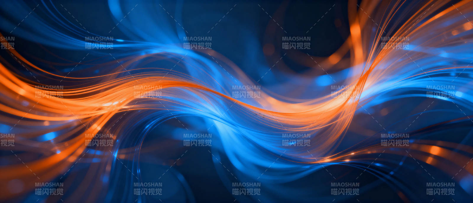 蓝橙流光交织图片