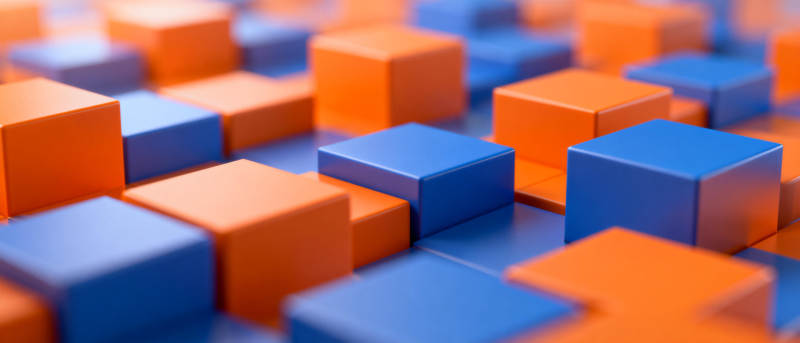 蓝橙方块交错排列图片