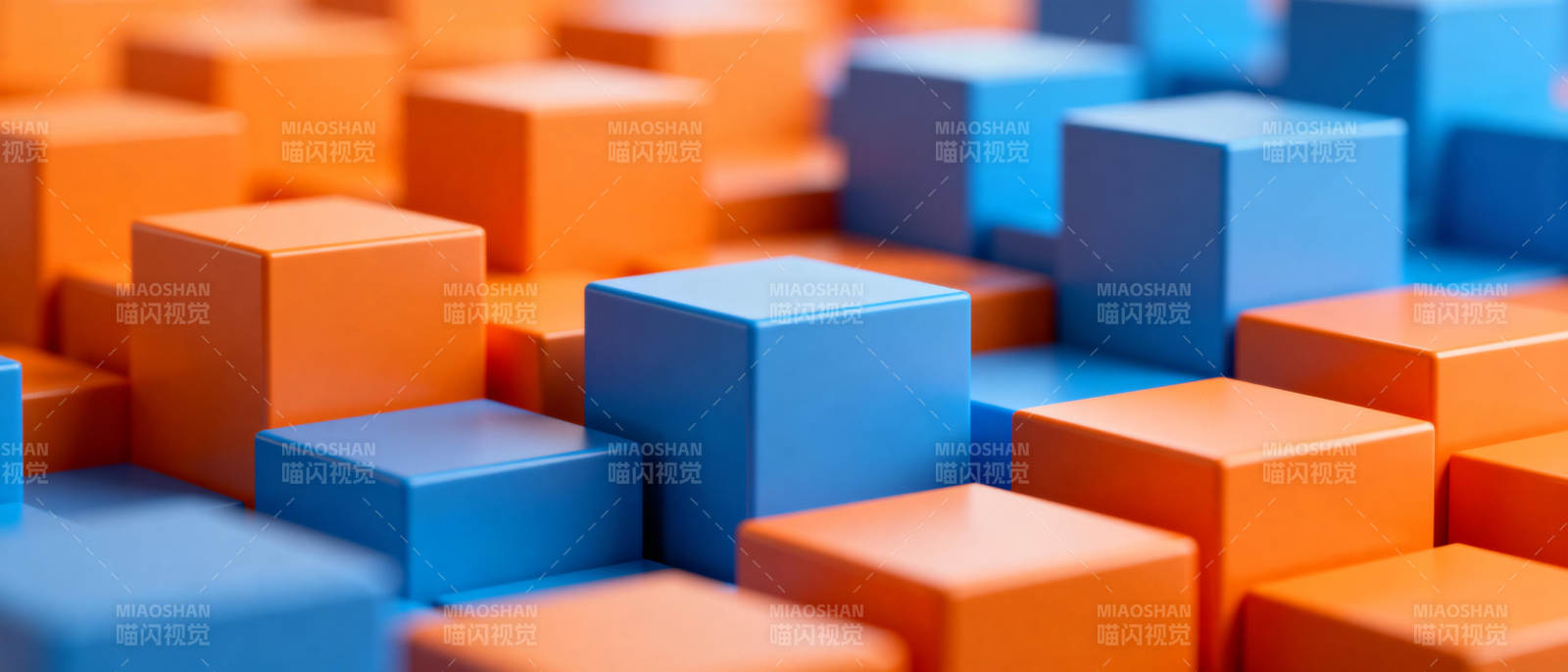 橙蓝立方体拼接图片