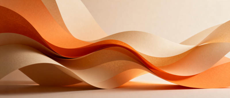 橙色波浪纸艺图片