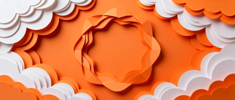 橙白纸艺云朵图片