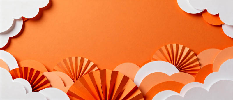 橙色扇形云朵装饰图片