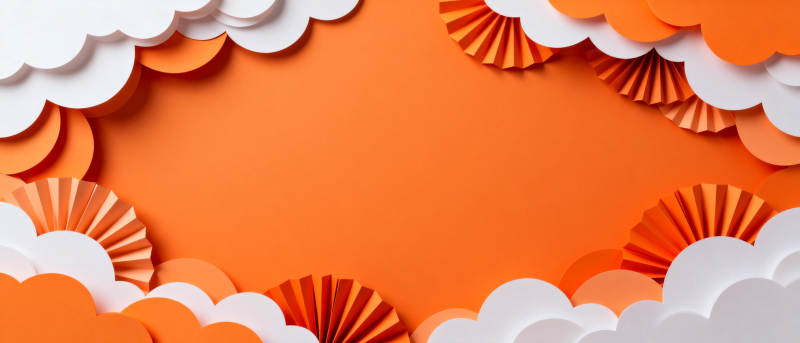 橙色云朵边框图片