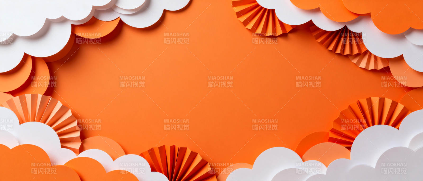 橙色云朵边框图片