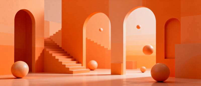 橙色几何空间图片