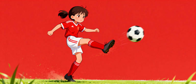 女孩踢足球图片