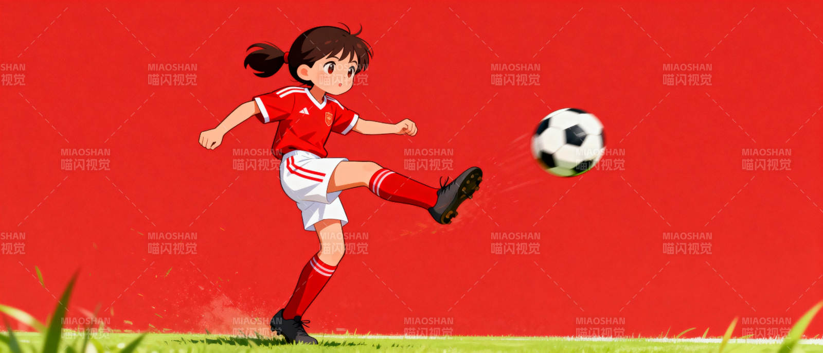女孩踢足球图片