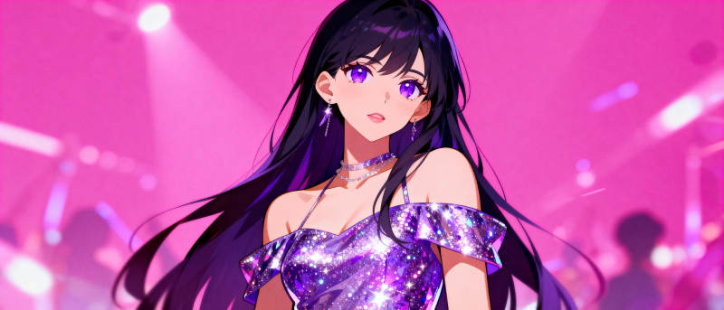 紫光闪耀的少女图片