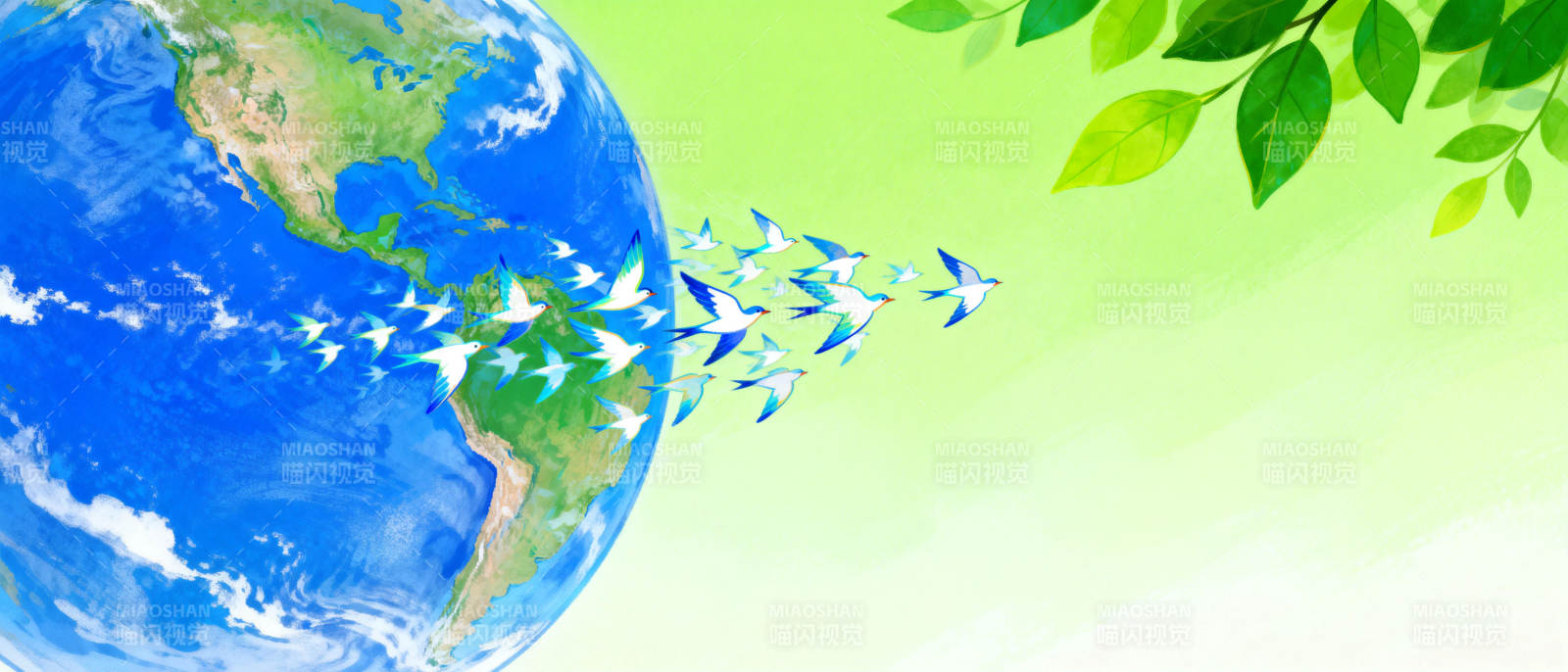 地球与飞鸟共舞图片