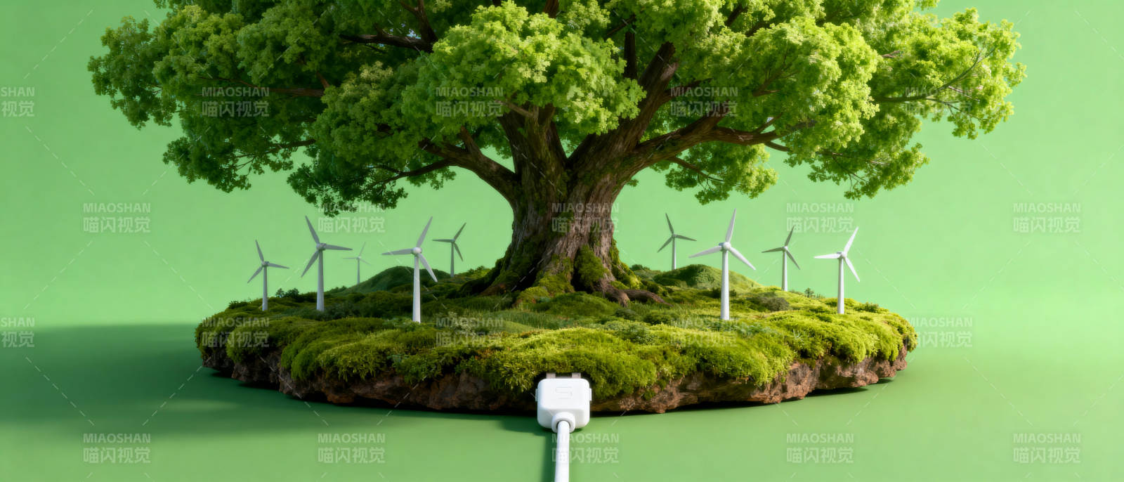 绿色能源树图片