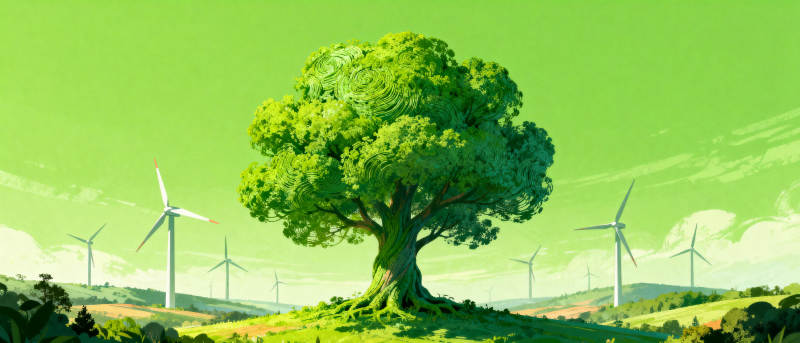 绿树与风车共舞图片