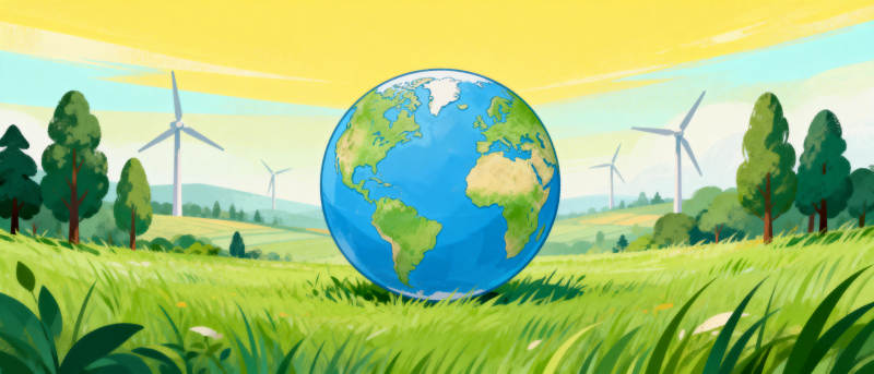 绿色地球 风车相伴图片