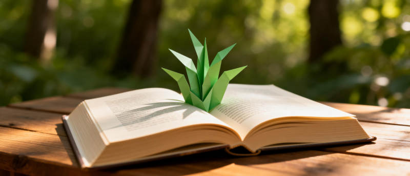 书页上的绿植图片