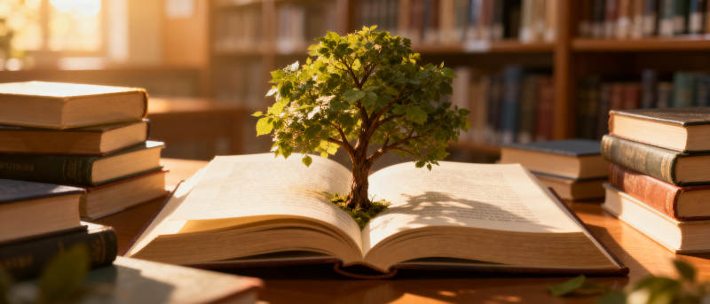 书页间的小树图片