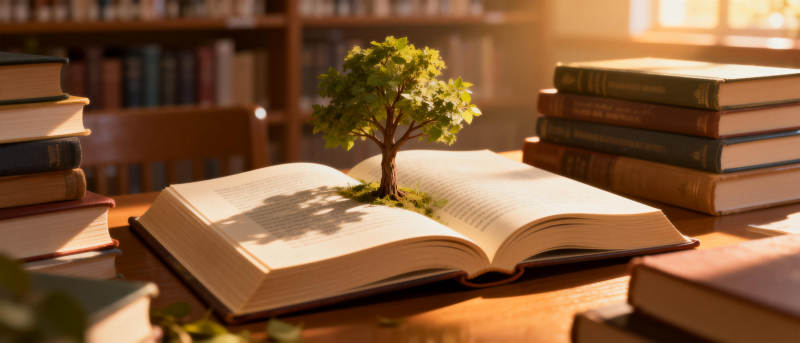 书页间的小树图片