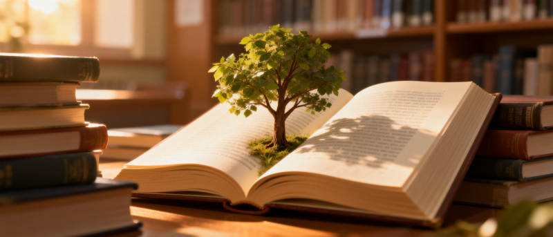 书页间的小树图片