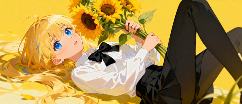 向日葵下的少女图片