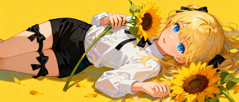 向日葵下的少女图片