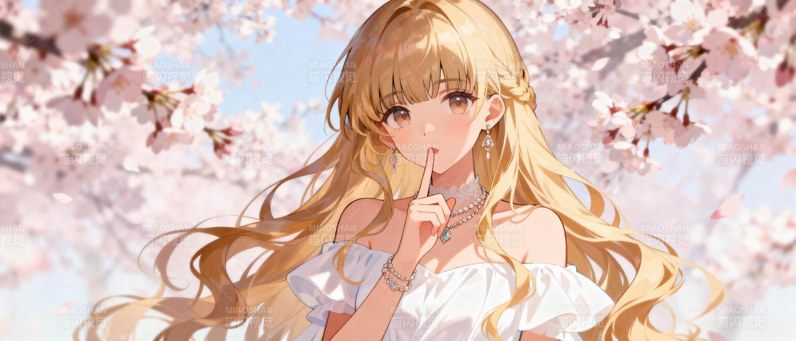 樱花下的少女图片