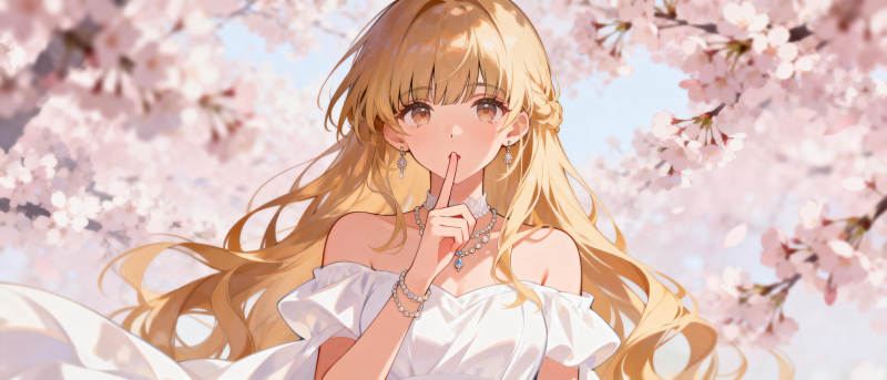 樱花下的少女图片