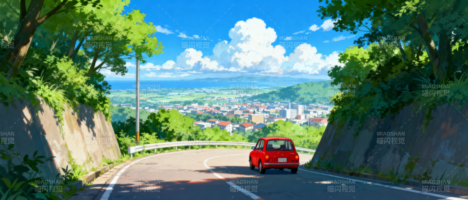 山间红车行图片