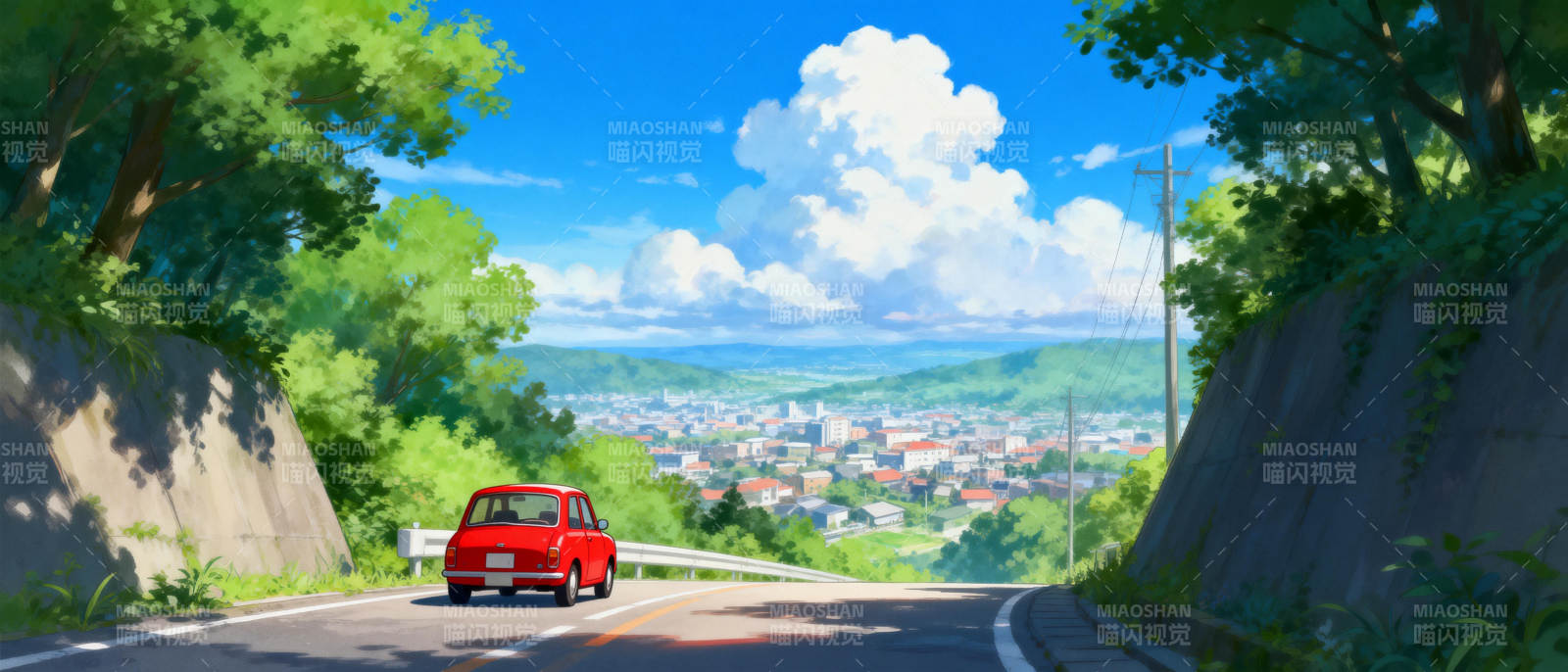 红车驶向远方图片