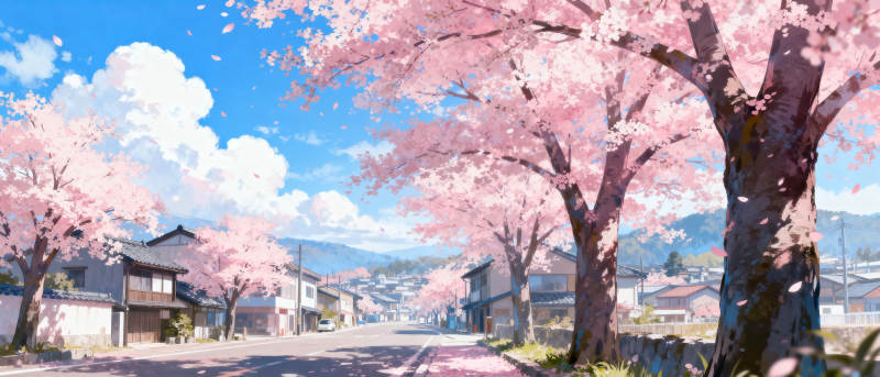 樱花盛开的街道图片