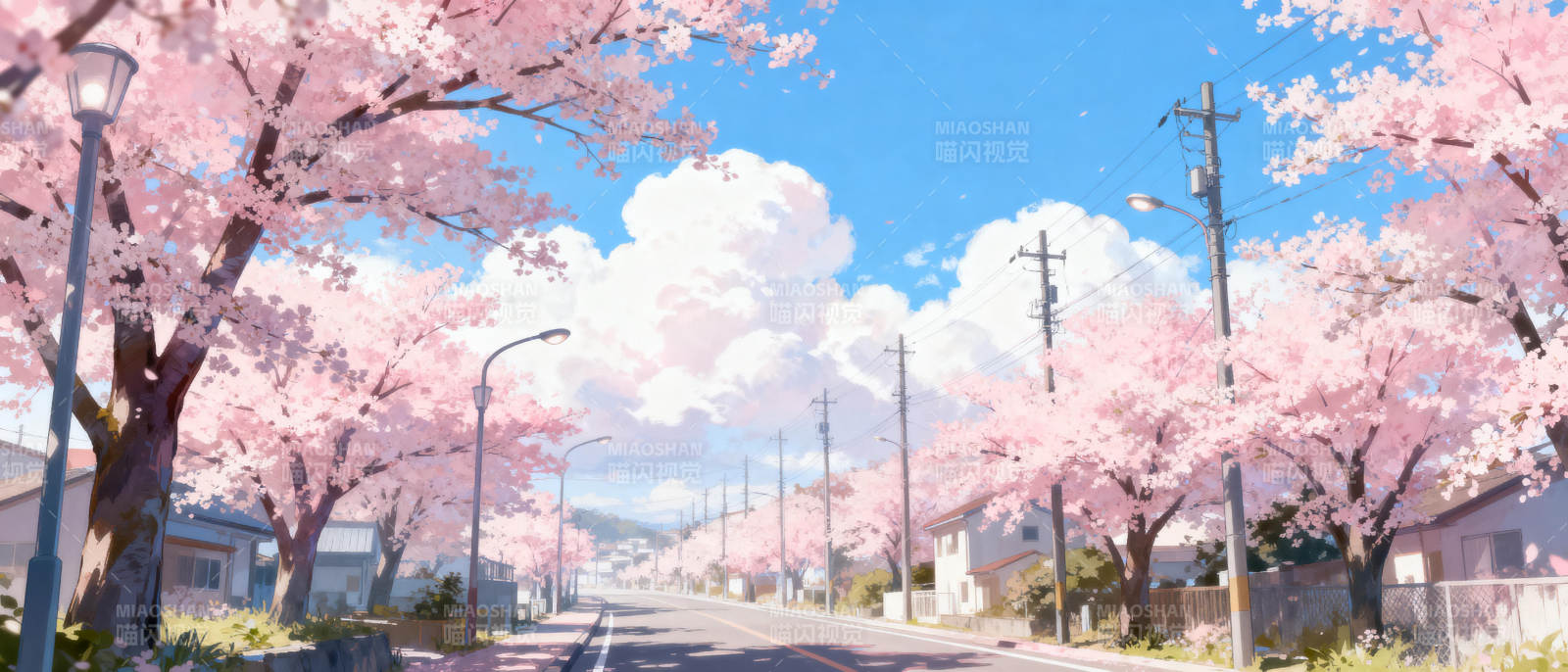 樱花盛开的街道图片
