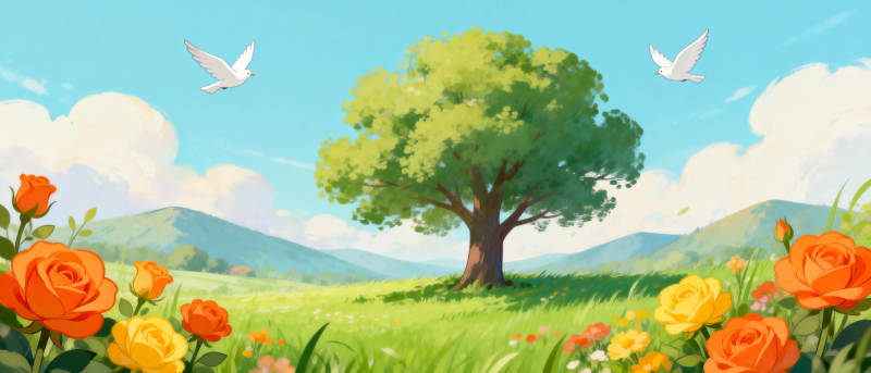 春日花树图图片