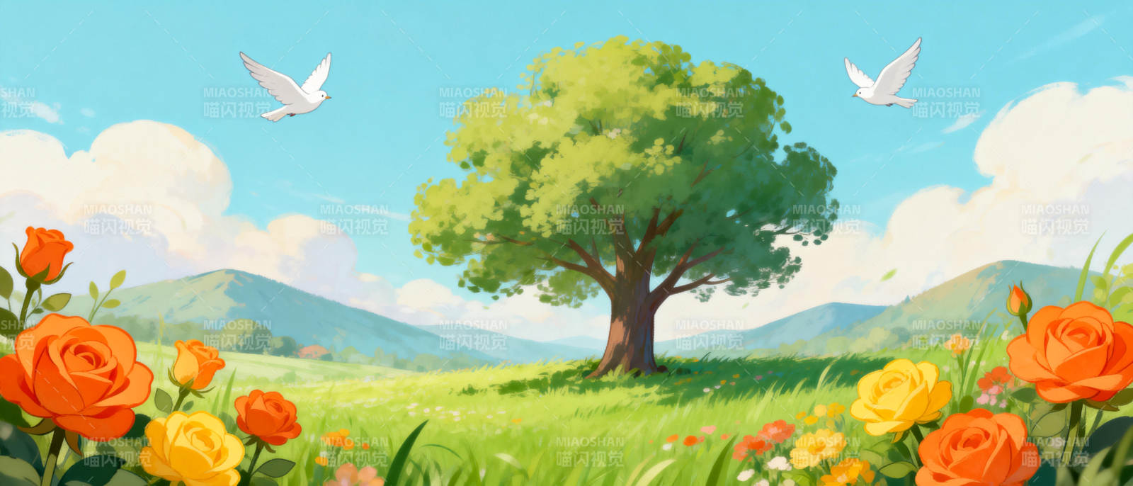 春日花树图图片