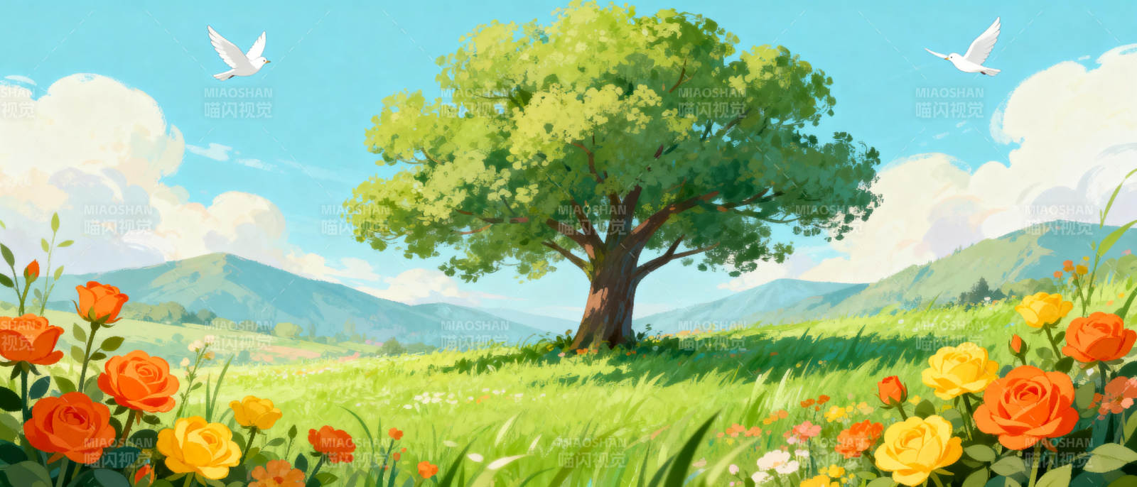 春日花树图图片