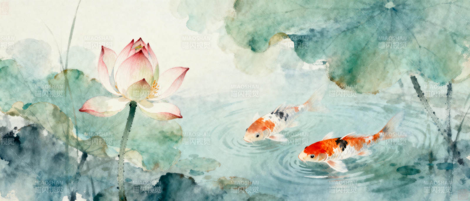 莲池锦鲤图图片