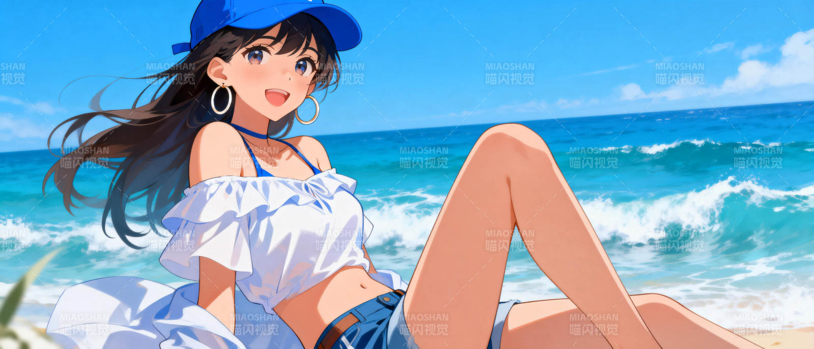 海边少女的夏日时光图片