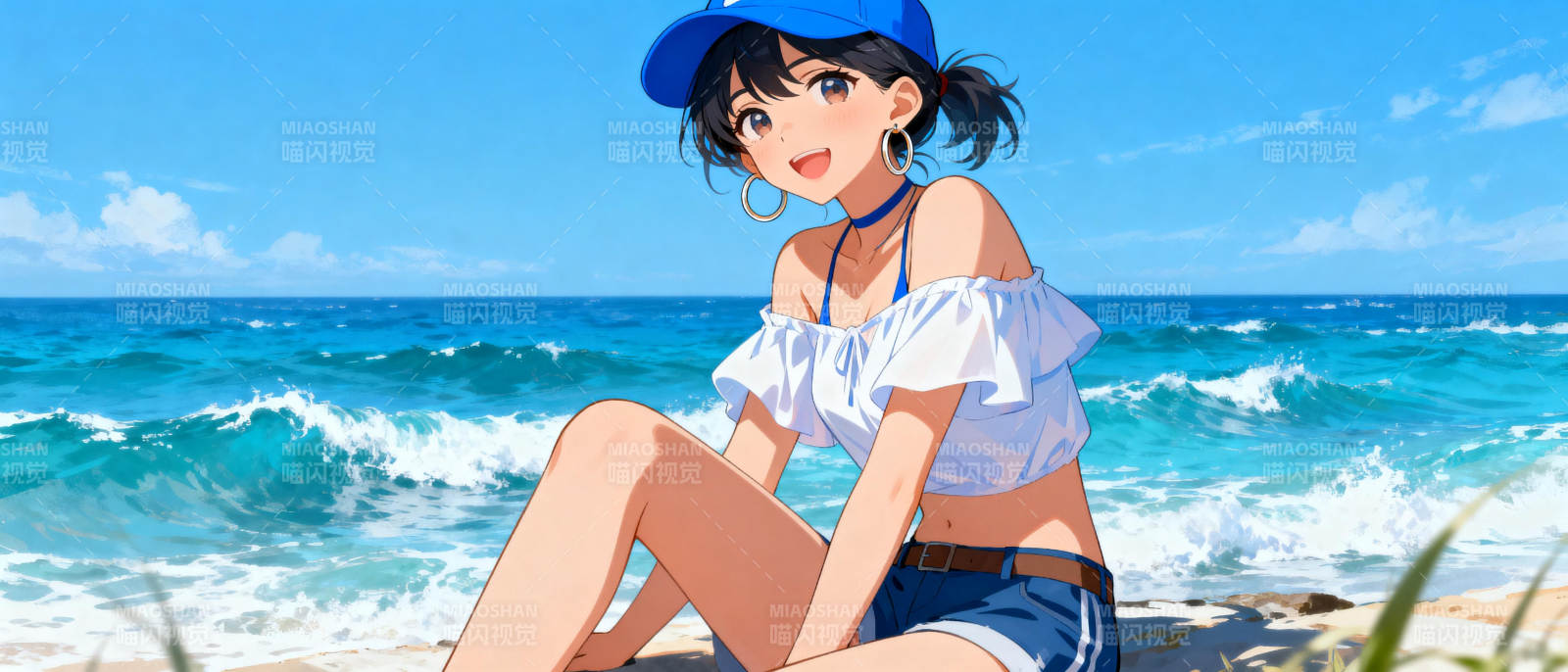 海滩少女时光图片