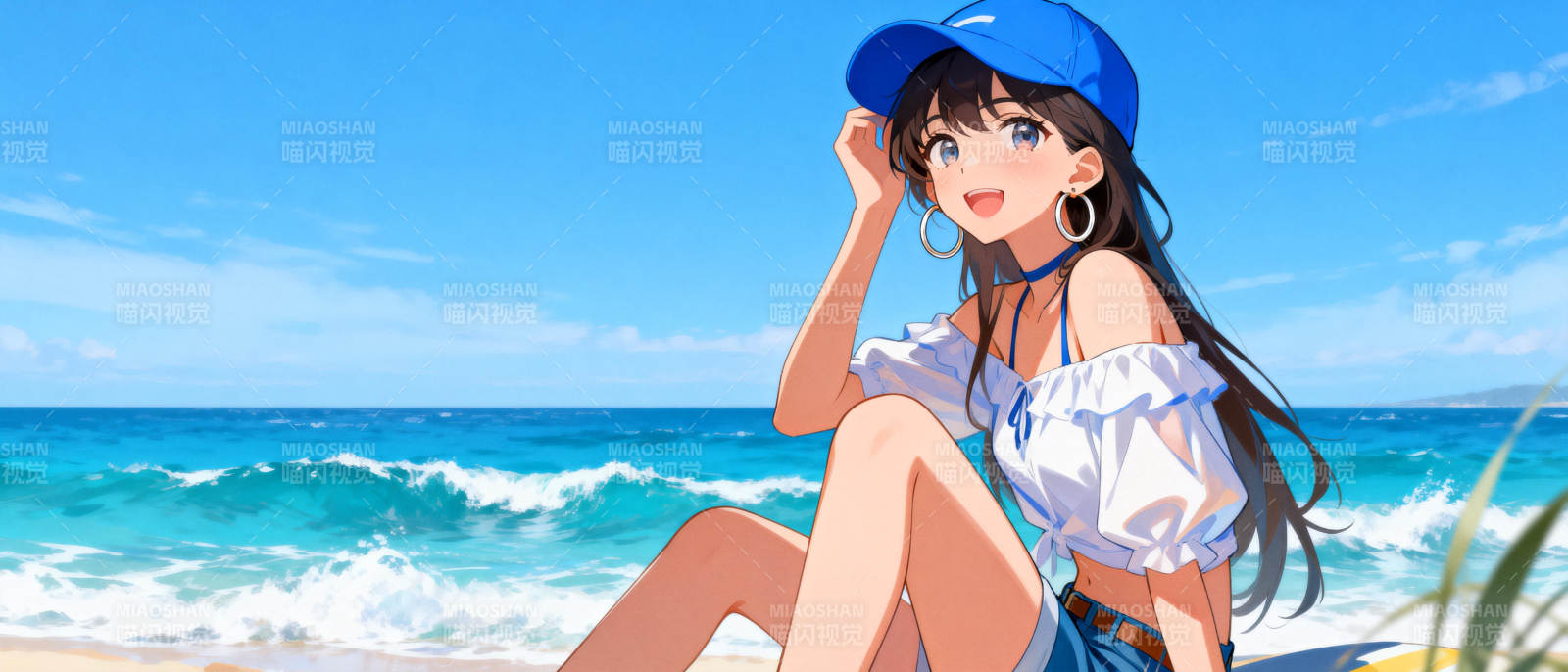 海滩上的夏日女孩图片