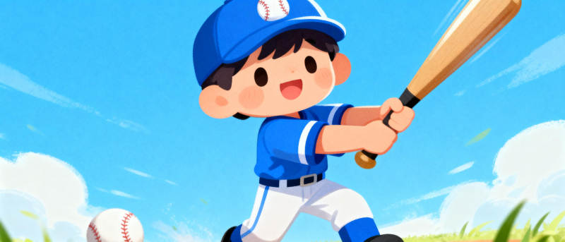 棒球小将挥棒击球图片