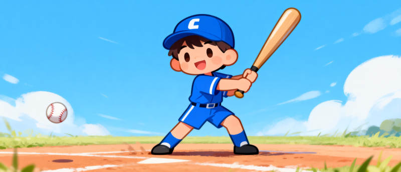 棒球小将挥棒击球图片