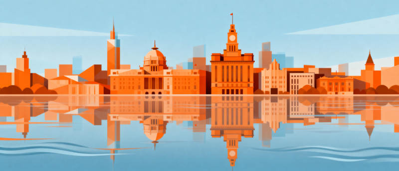 城市倒影美景图片