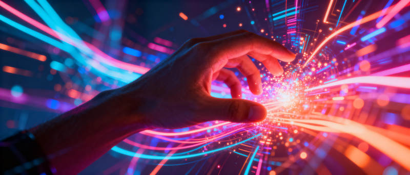 指尖触碰未来光束图片