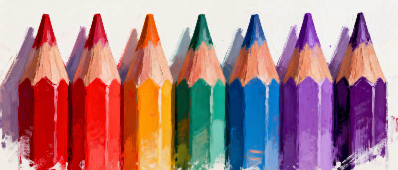 彩色铅笔排列图片