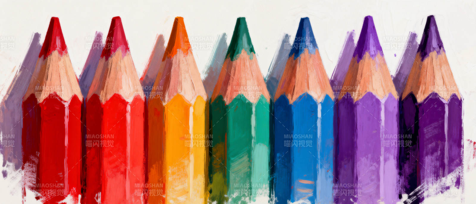 彩色铅笔排列图片